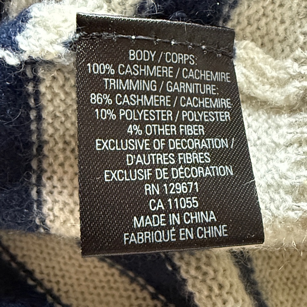 360 Cashmere Navy and Cream Striped Crewneck Sweater - Picture 6 of 6